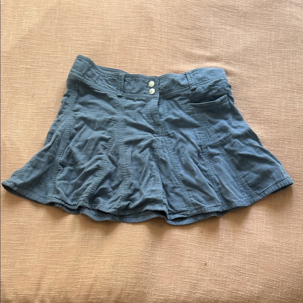 H&M Slate Blue Flared Skirt with Double-Button Waist